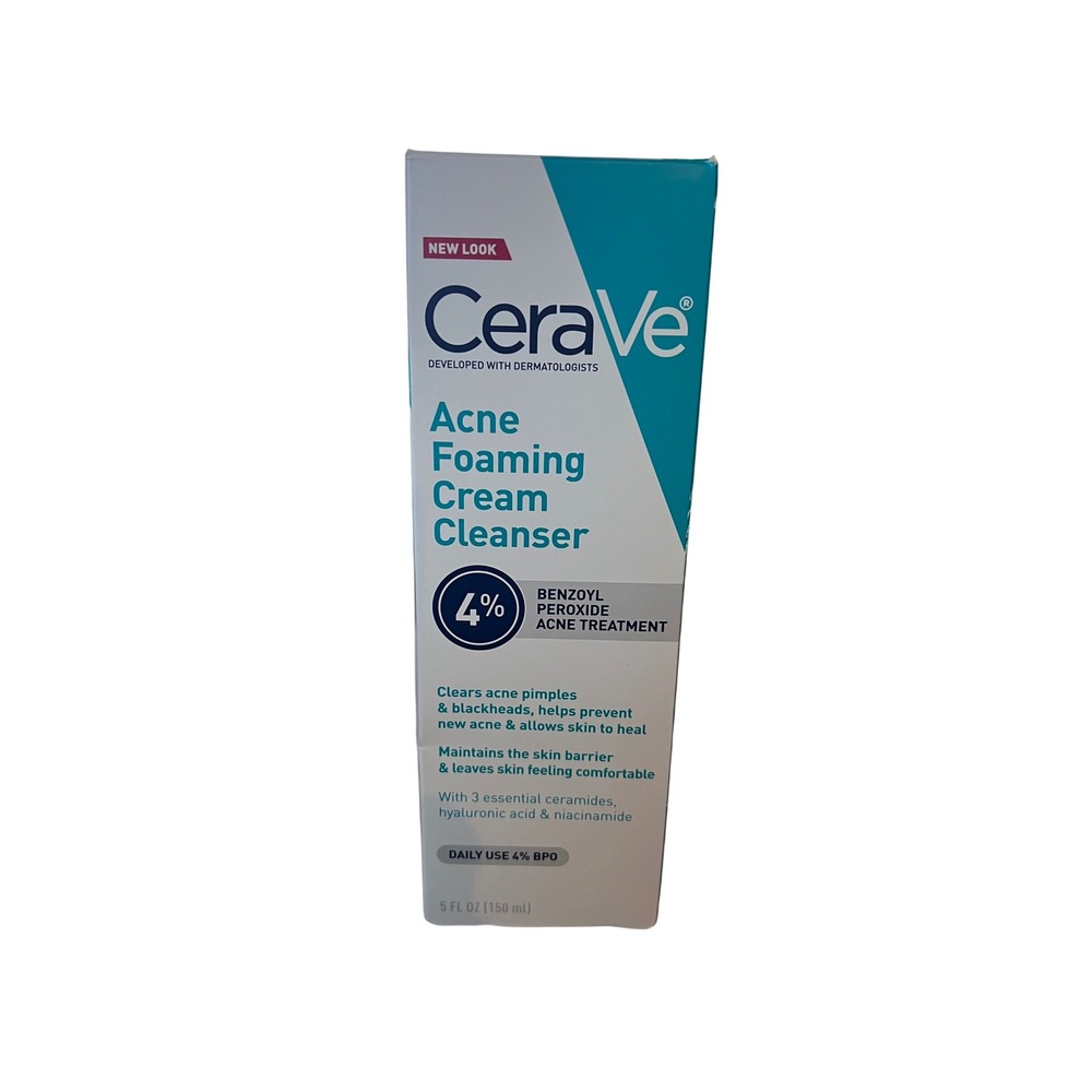 CeraVe Acne Foaming Cream Cleanser 4% Benzoyl Peroxide Face Wash 5oz Exp 11/2026